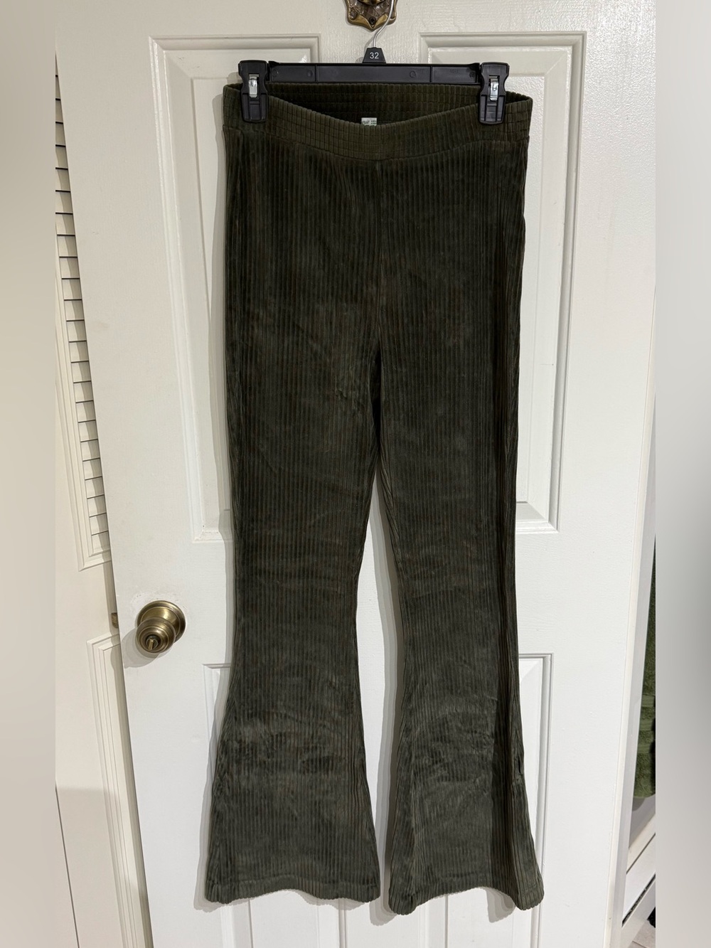 aerie Corduroy Flare Pants in Olive Green